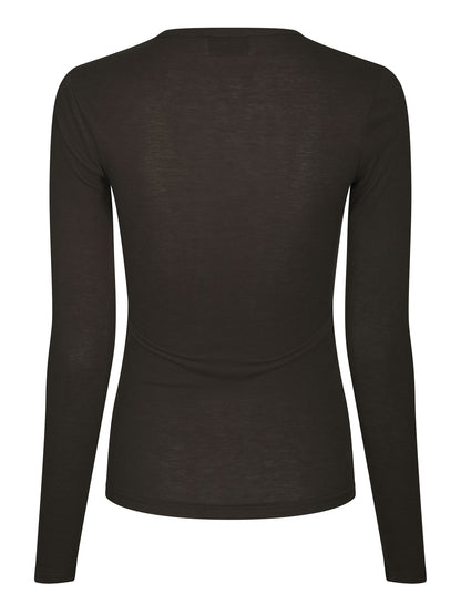 Nella Fine Rib Blouse - Dark Brown