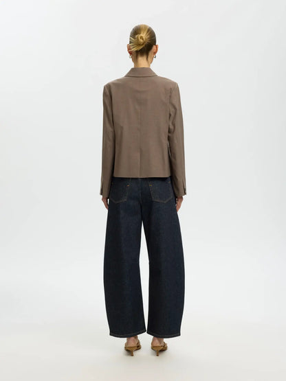 SLFLoose Barrel Ane-Kori MW Jeans - Dark Blue Denim