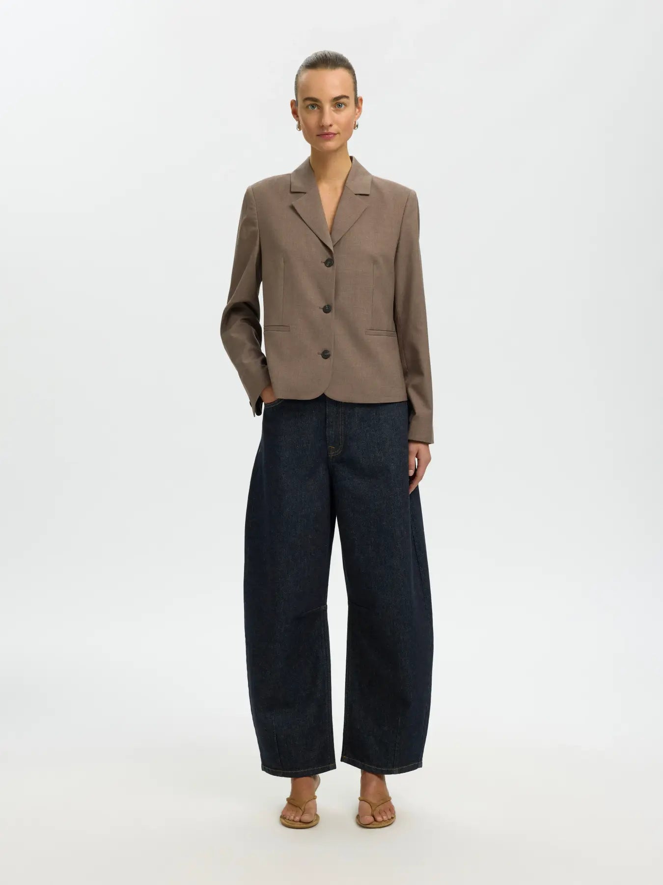 SLFLoose Barrel Ane-Kori MW Jeans - Dark Blue Denim