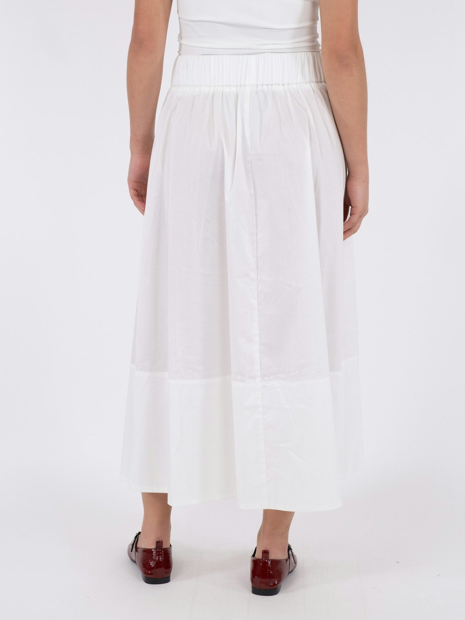 Yara Long Poplin Skirt - White