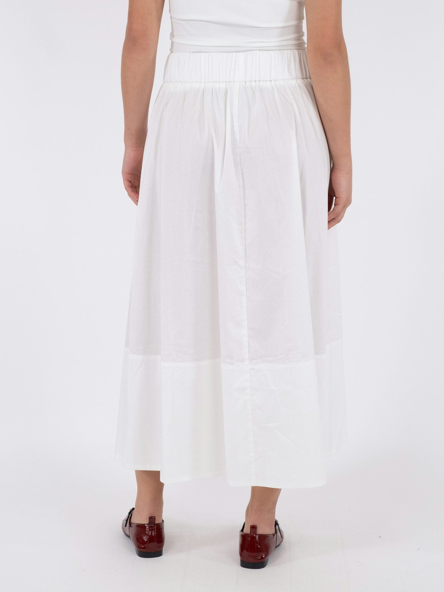 Yara Long Poplin Skirt - White