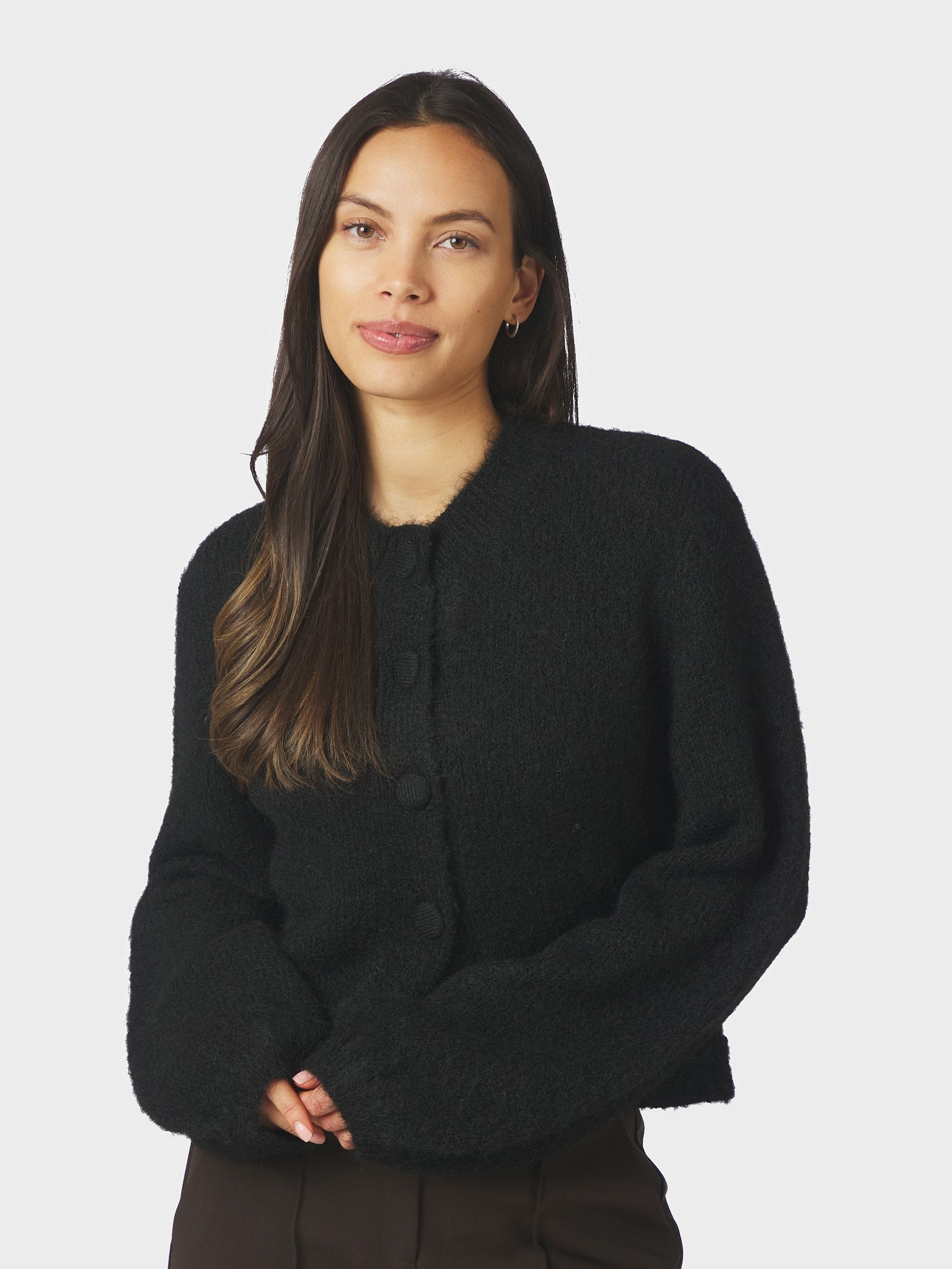 Gio Fluffy Knit Cardigan - Black