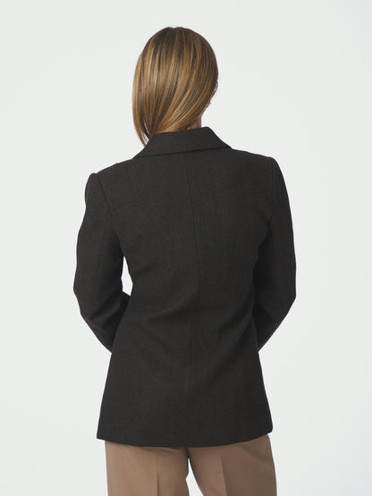 Bowie Herringbone F Blazer - Dark Brown