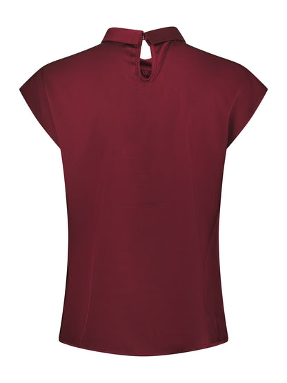 Fleur Drapy Satin Blouse - Burgundy