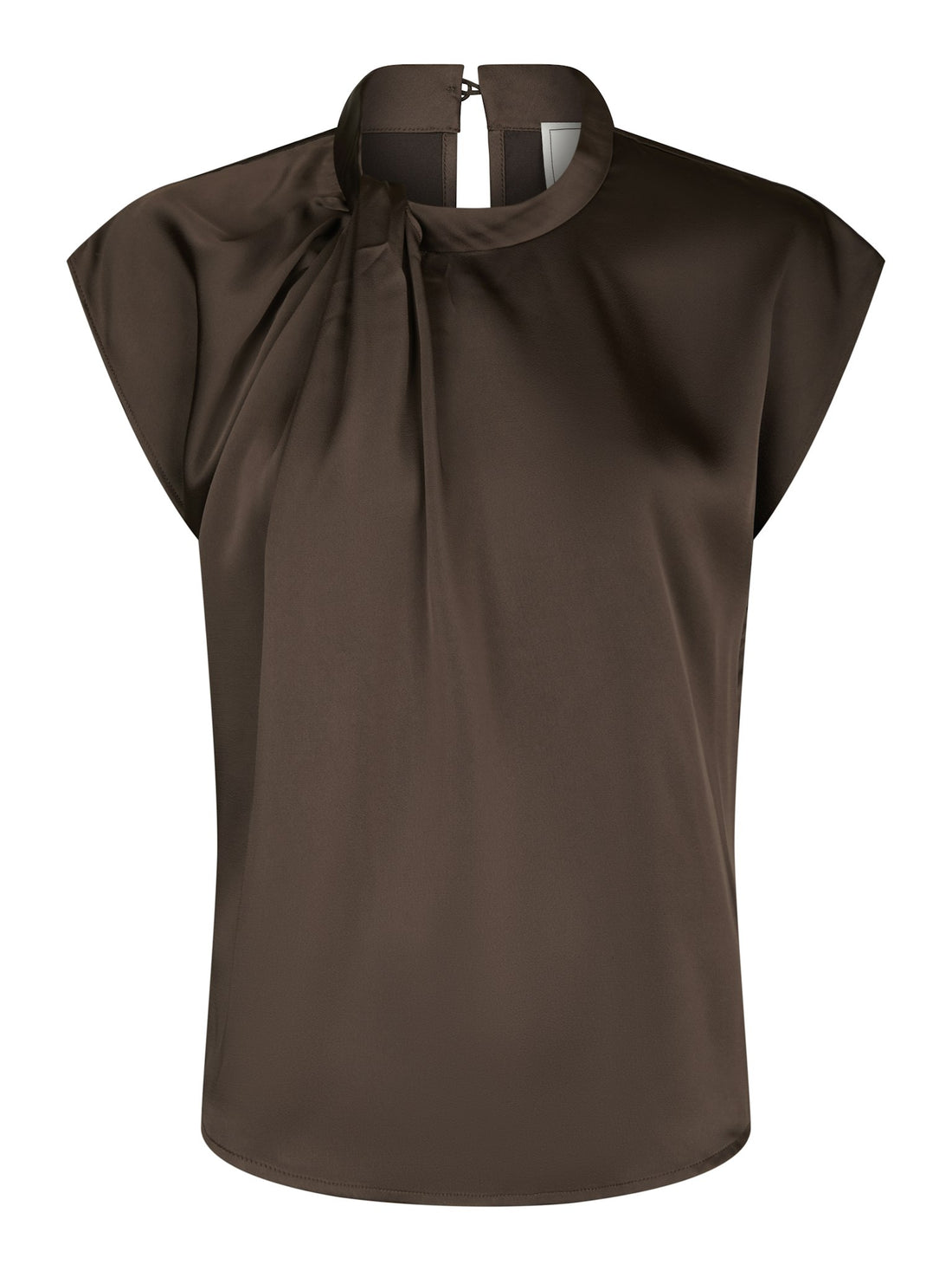 Fleur Drapy Satin Blouse - Dark Brown