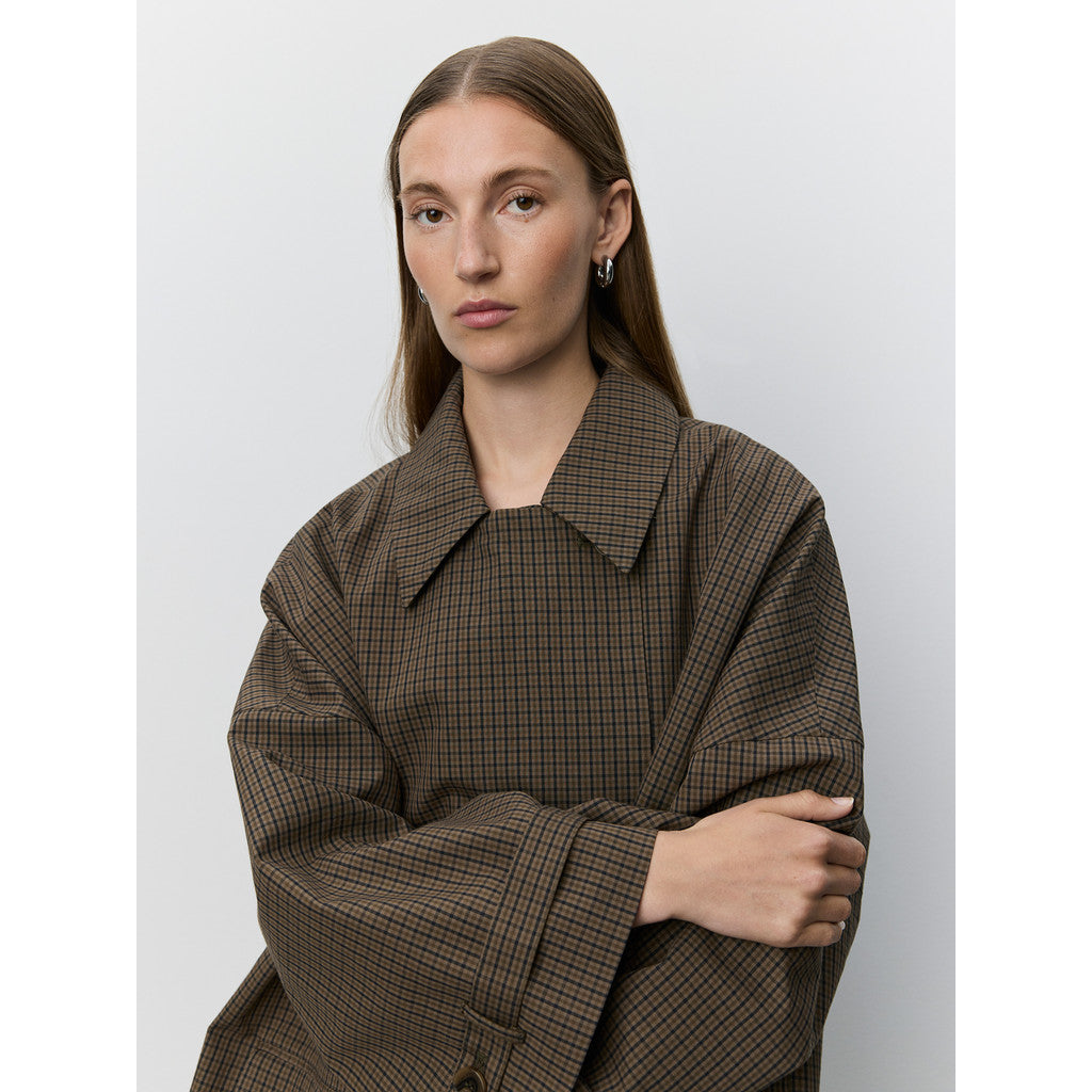 SelinaSW Oversize Check Jacket - Brown Check