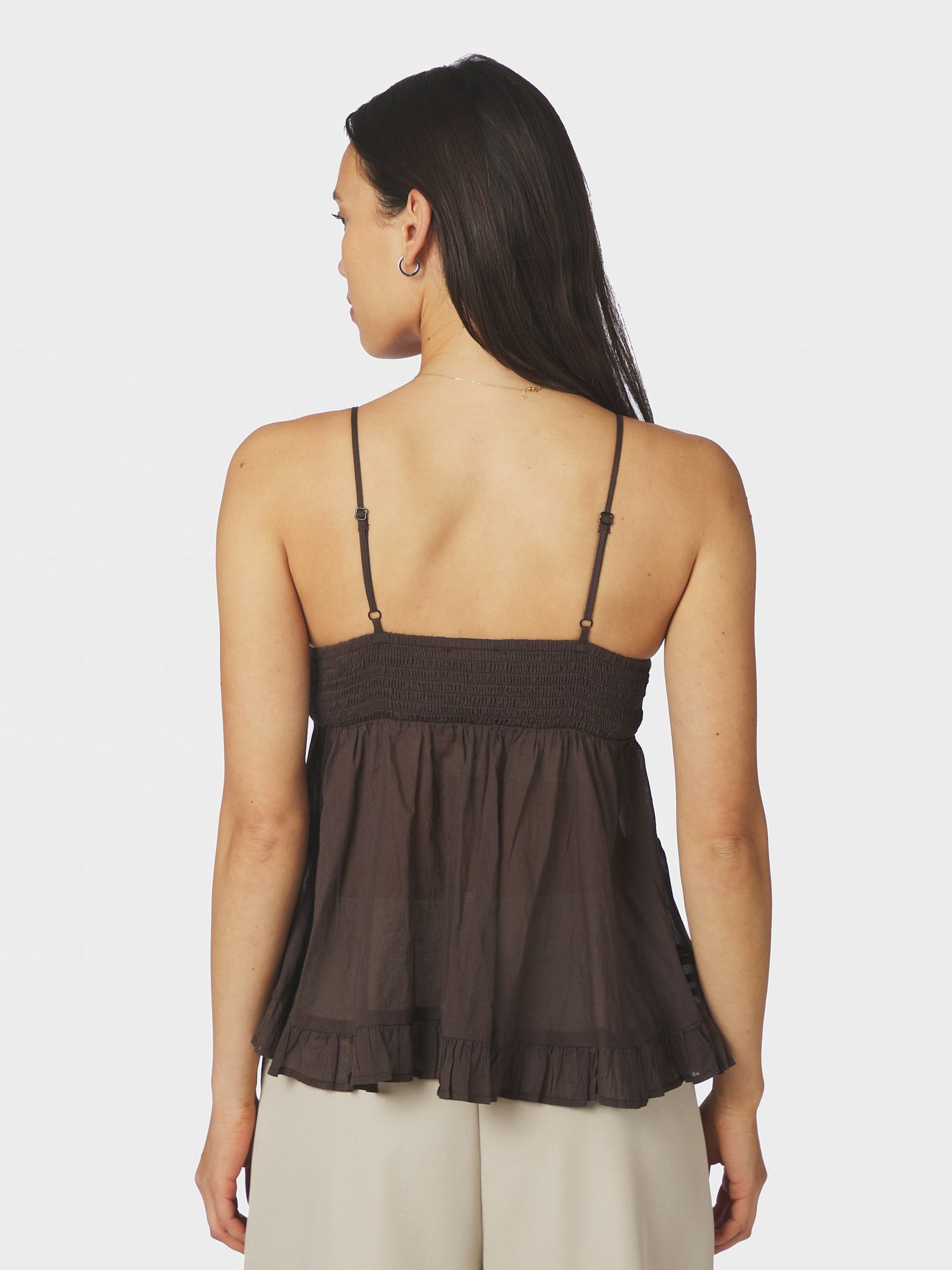 Elvena S Voile Top - Dark Brown