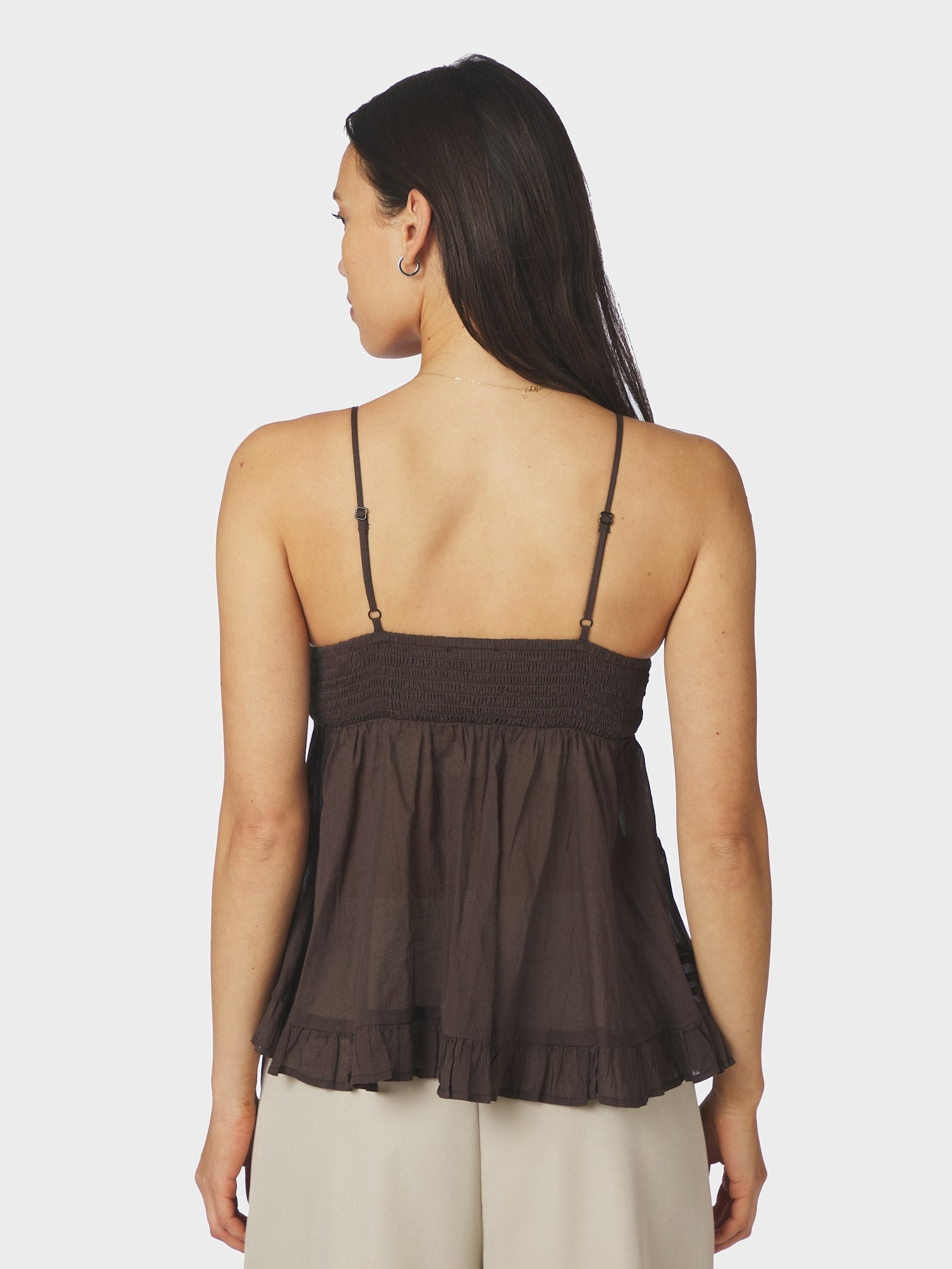 Elvena S Voile Top - Dark Brown