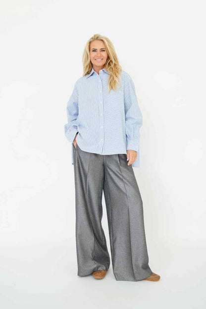 South Blouse Blue – White Oxford Digi Stripe