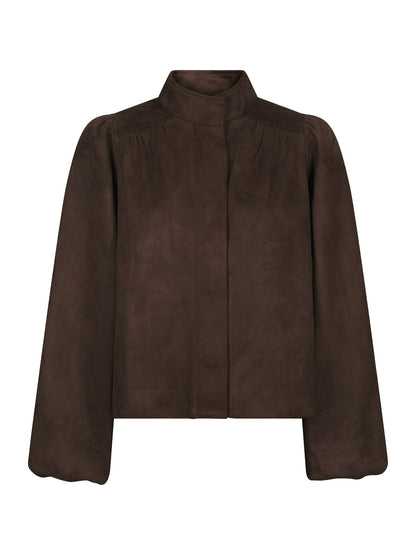 Tirsa Faux Suede Jacket - Dark Brown