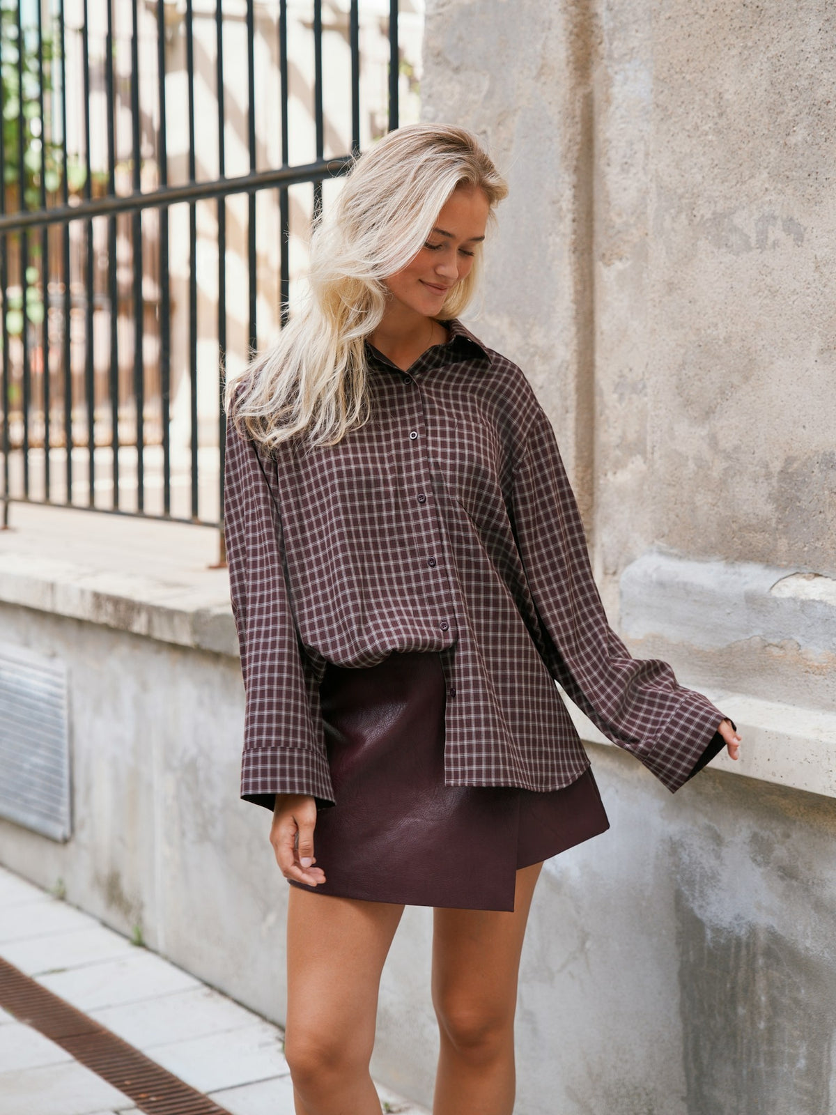 Anella Check Shirt - Chocolate Plum