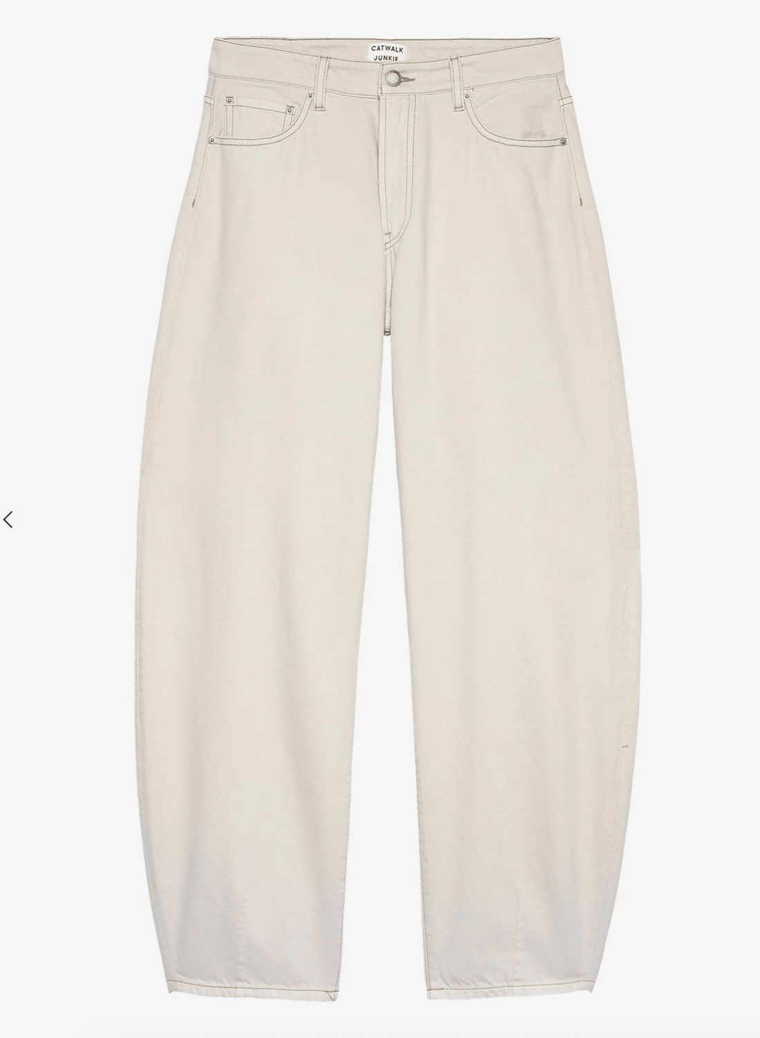 Cropped Barrel Fit Jeans - Cream