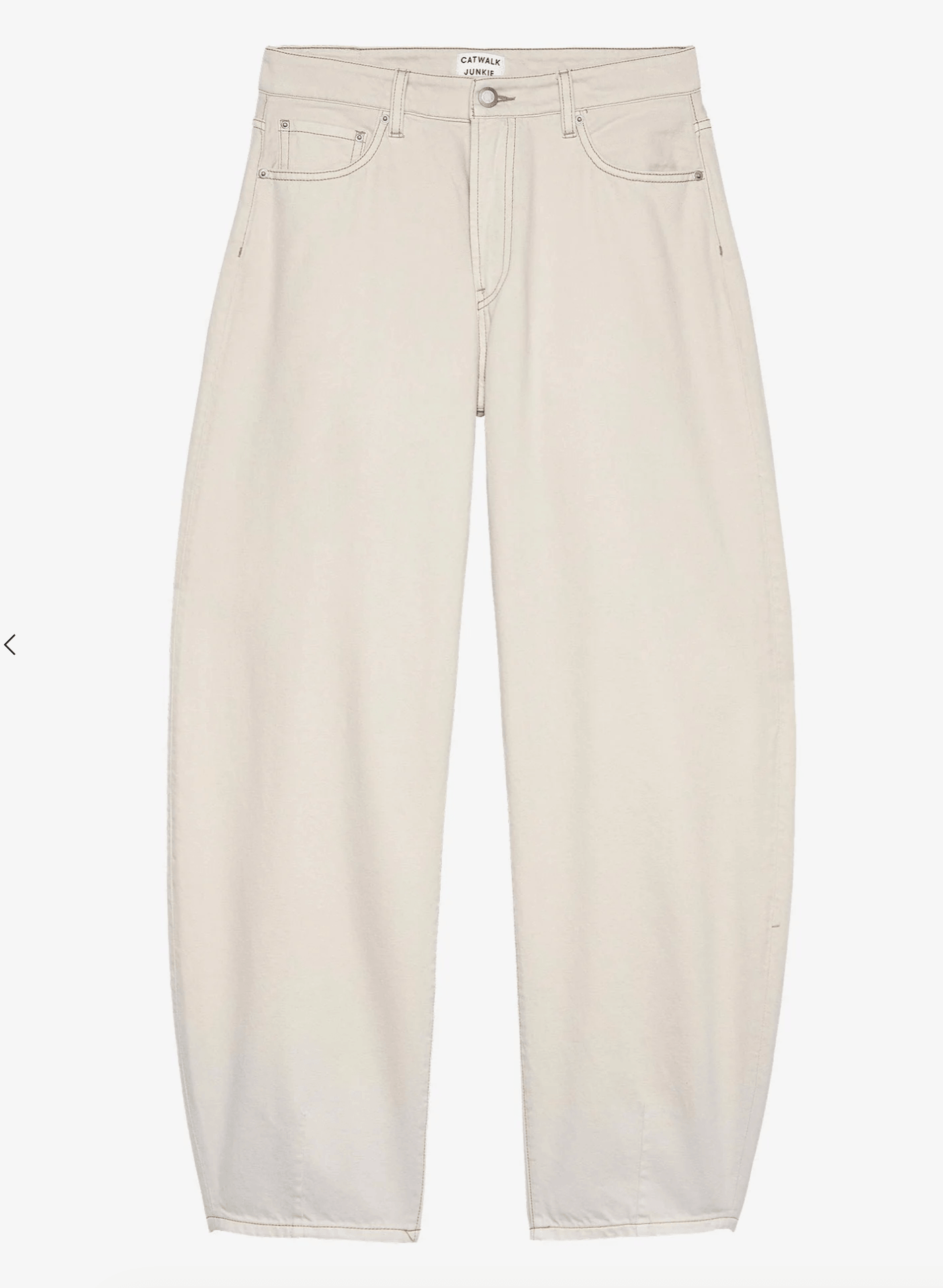 Cropped Barrel Fit Jeans - Cream