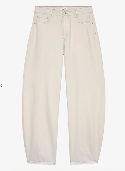 Cropped Barrel Fit Jeans - Cream