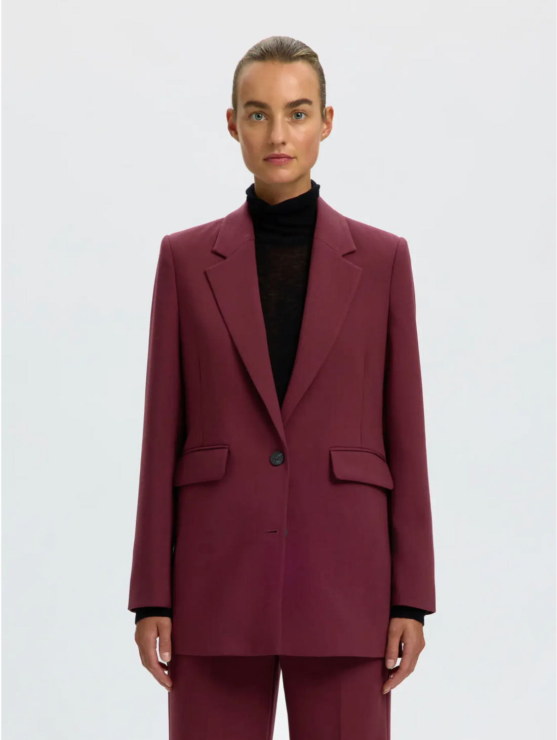 SLFRita LS Relaxed Blazer Mel - Tawny Port Mel.