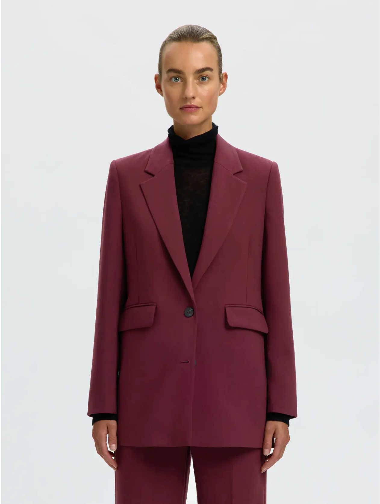 SLFRita LS Relaxed Blazer Mel - Tawny Port Mel.