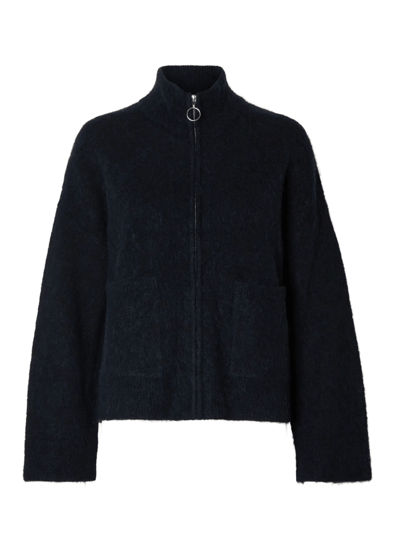SLFsia Ras LS Knit Zipper Cardigan - Dark Sapphire Mel.