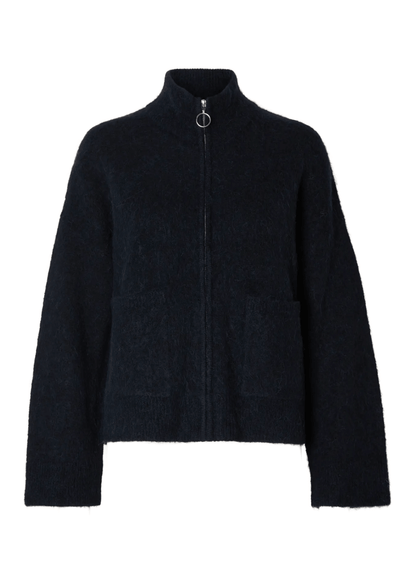 SLFsia Ras LS Knit Zipper Cardigan - Dark Sapphire Mel.