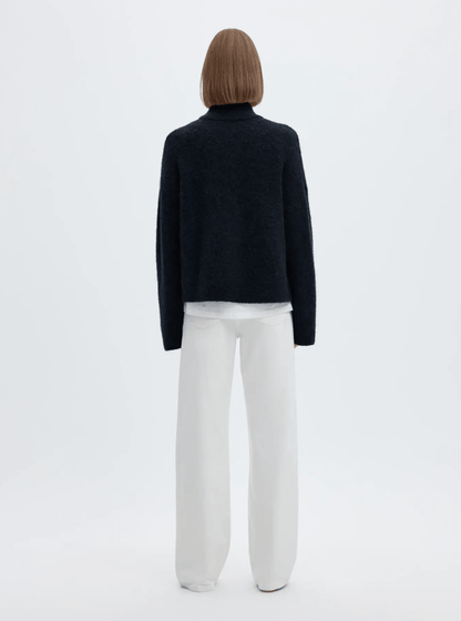 SLFsia Ras LS Knit Zipper Cardigan - Dark Sapphire Mel.
