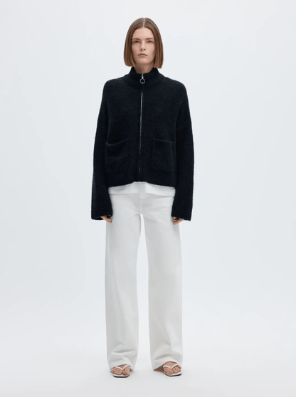 SLFsia Ras LS Knit Zipper Cardigan - Dark Sapphire Mel.