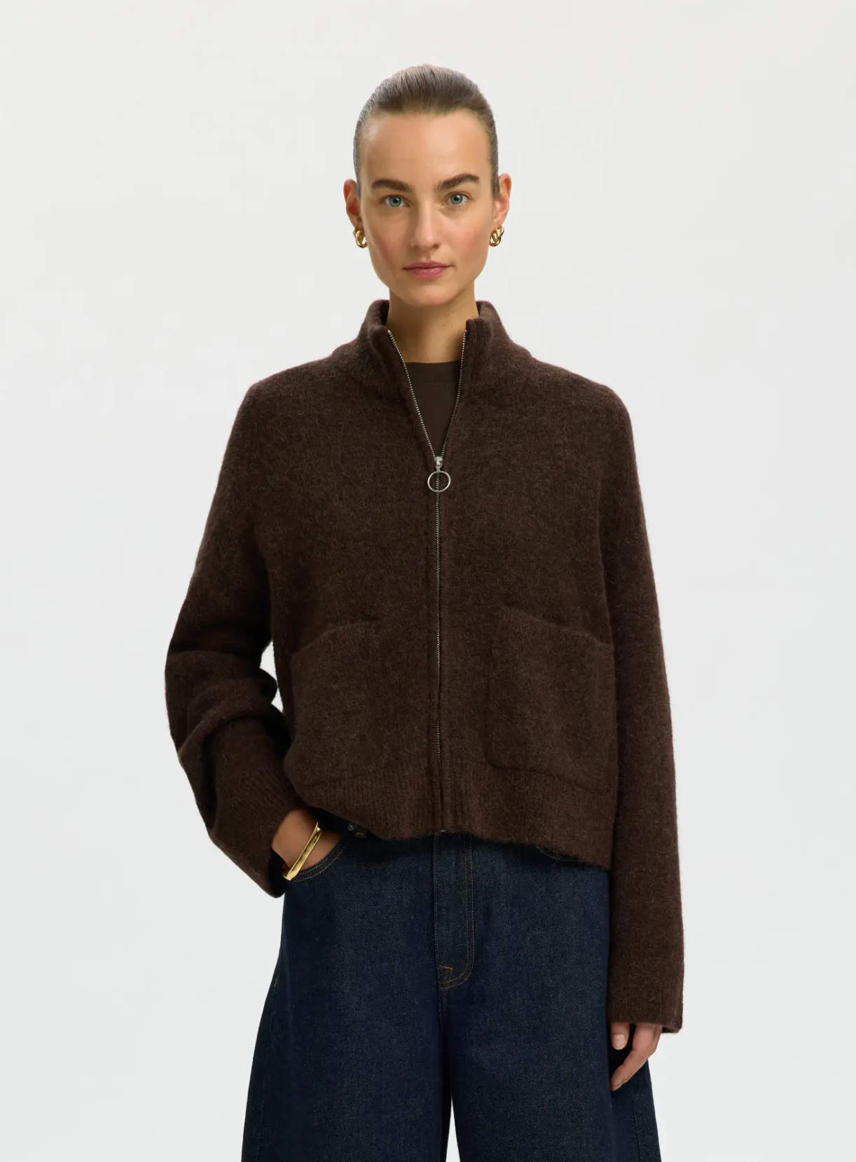 SLFsia Ras LS Strickjacke mit Reißverschluss – Delicioso Mel.