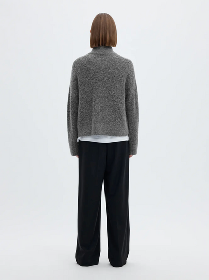 SLFsia Ras LS Knit Zipper Cardigan - Medium Grey Mel.
