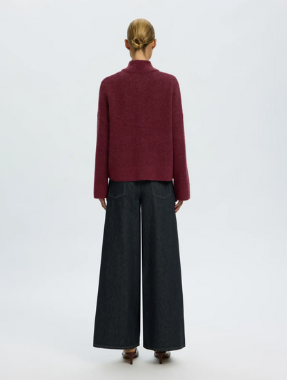 SLFsia Ras LS Strickjacke mit Reißverschluss – Tawny Port