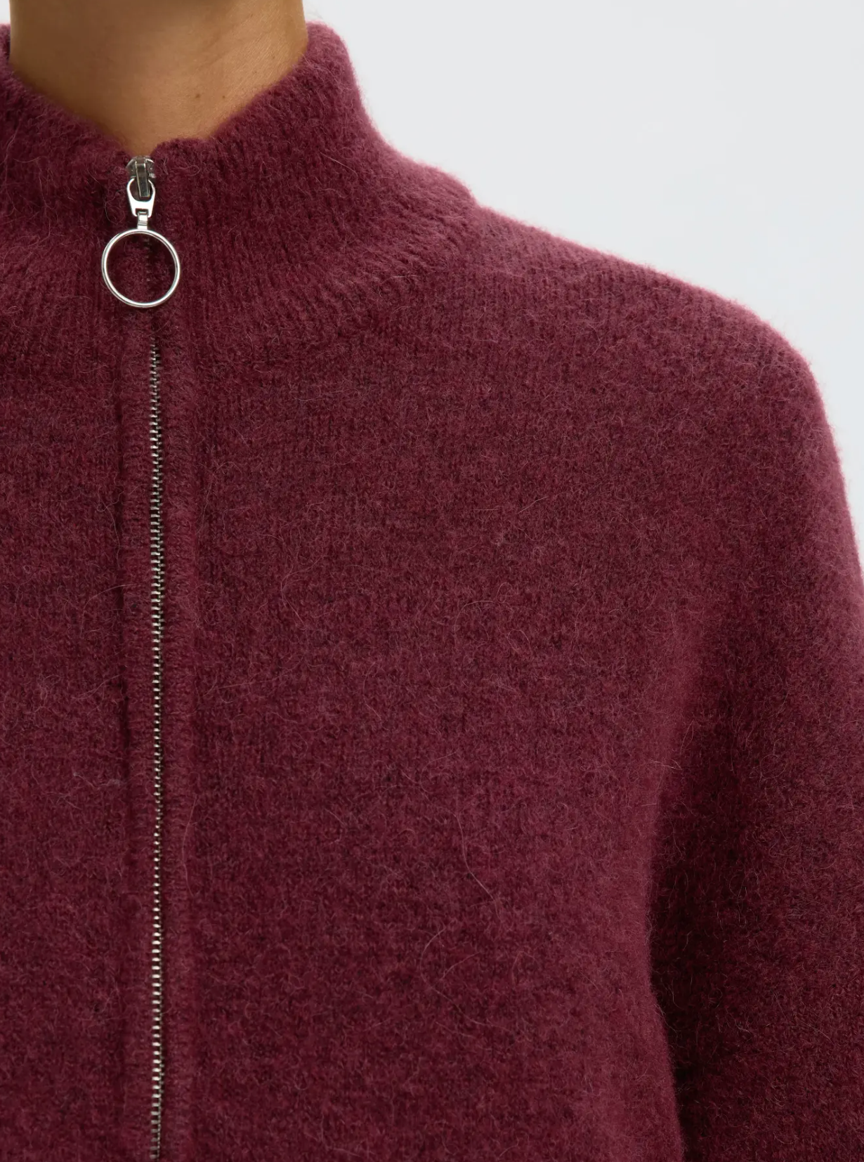SLFsia Ras LS Strickjacke mit Reißverschluss – Tawny Port