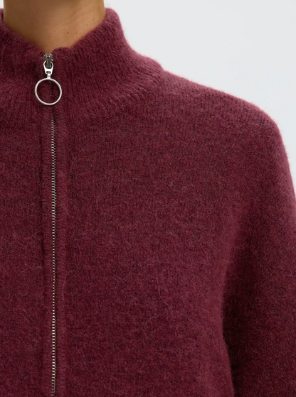 SLFsia Ras LS Strickjacke mit Reißverschluss – Tawny Port