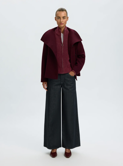 SLFsia Ras LS Strickjacke mit Reißverschluss – Tawny Port