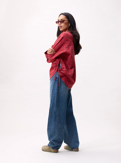 Karo-Bluse - Rot