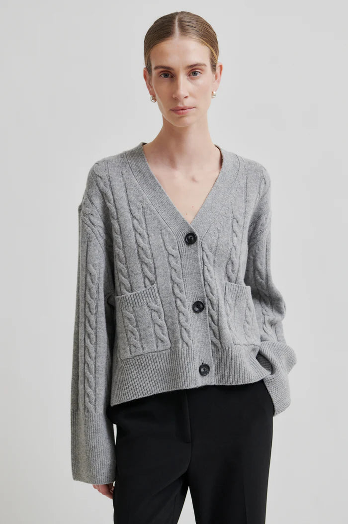Alphine Knit cardigan - Mid grey mel.
