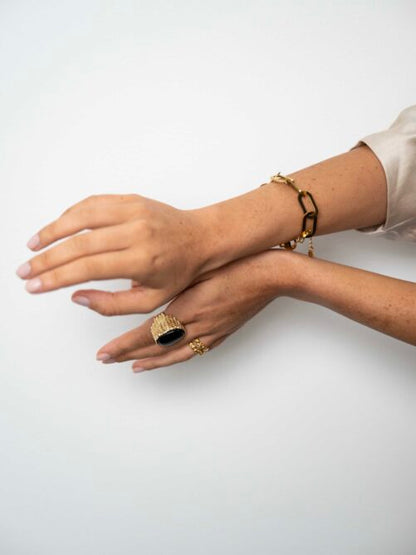Platte Schakel Armband - Goud