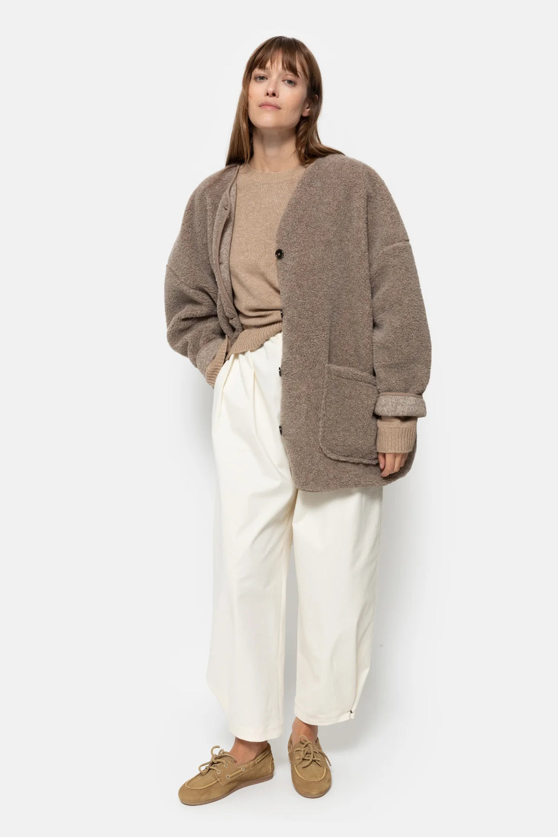 Hannah Teddy Jacket - Taupe