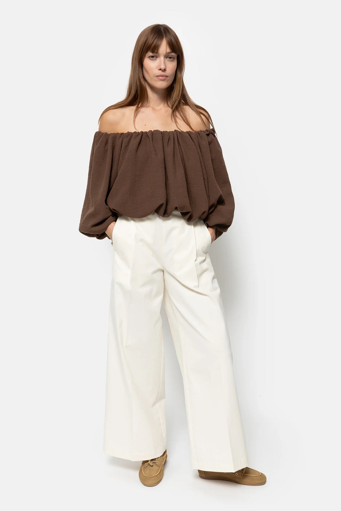Now Off The Shoulders Top - Brown