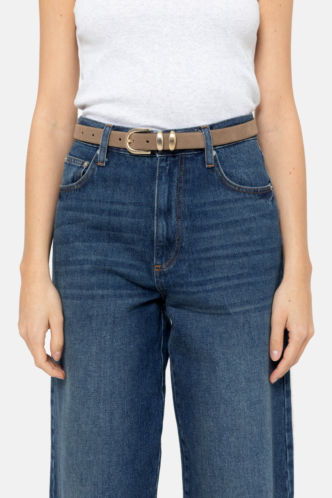 Leon Leather Belt 2.5cm - Taupe