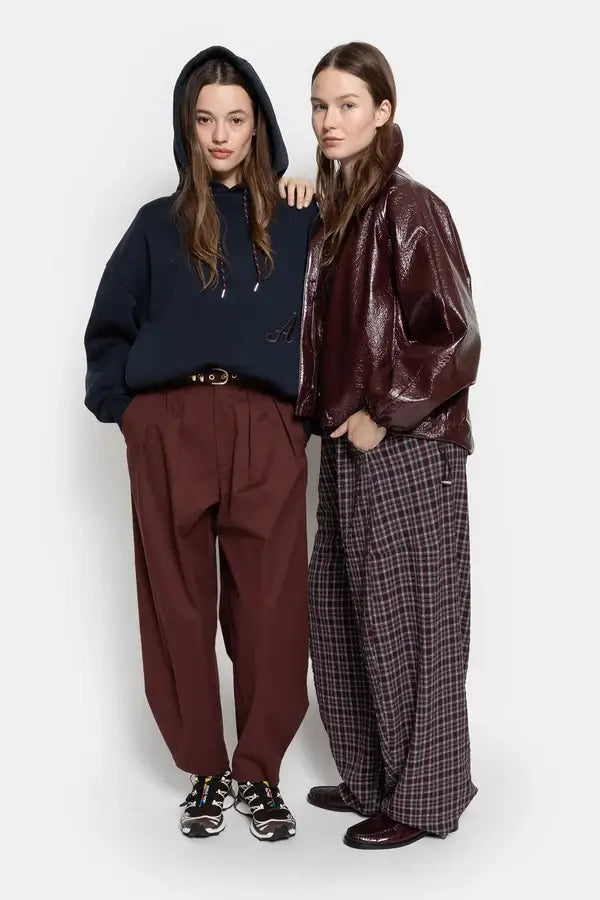 Object Puffy Pants - Plum Checked