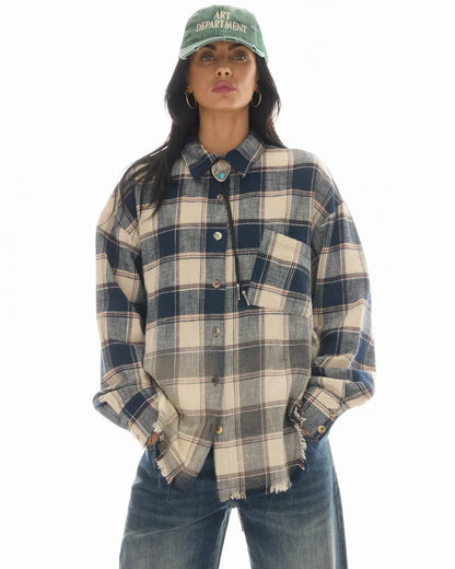 Cutaway Bleached Flannel Shirt - Cream