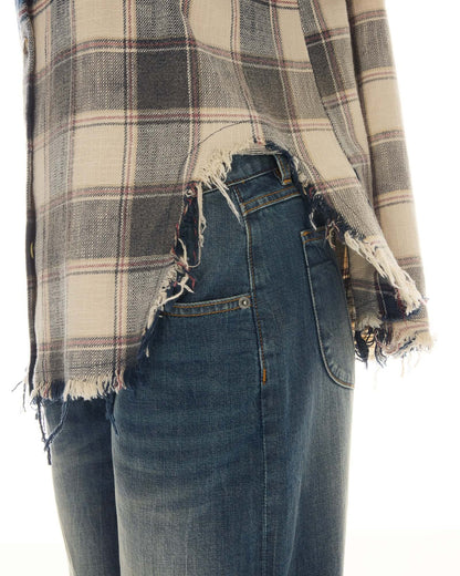 Cutaway Bleached Flannel Shirt - Cream