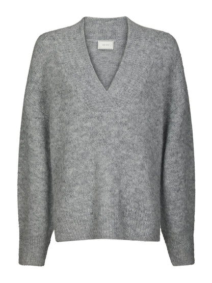 Melli Fluffy Knit Blouse - Grey Melange