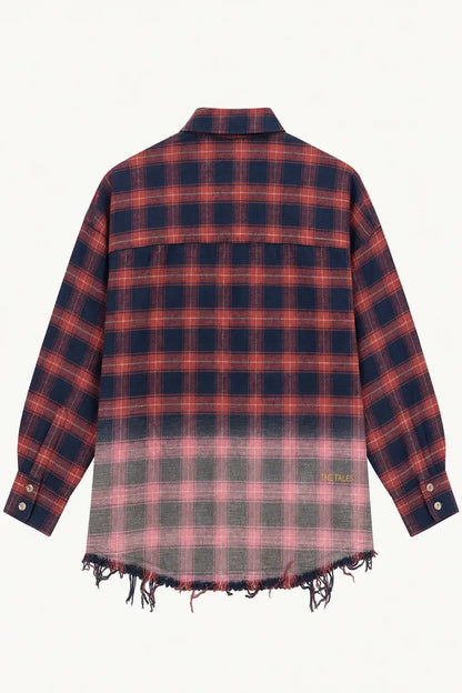 Cutaway Bleached Flannel Shirt - Red