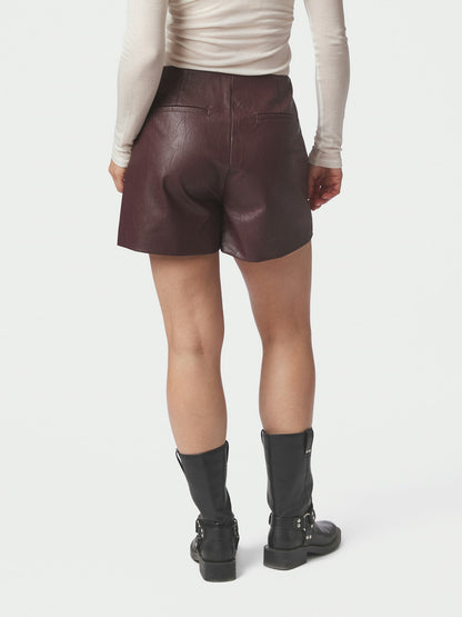 Elayne Faux Leather Skorts - Bordeaux