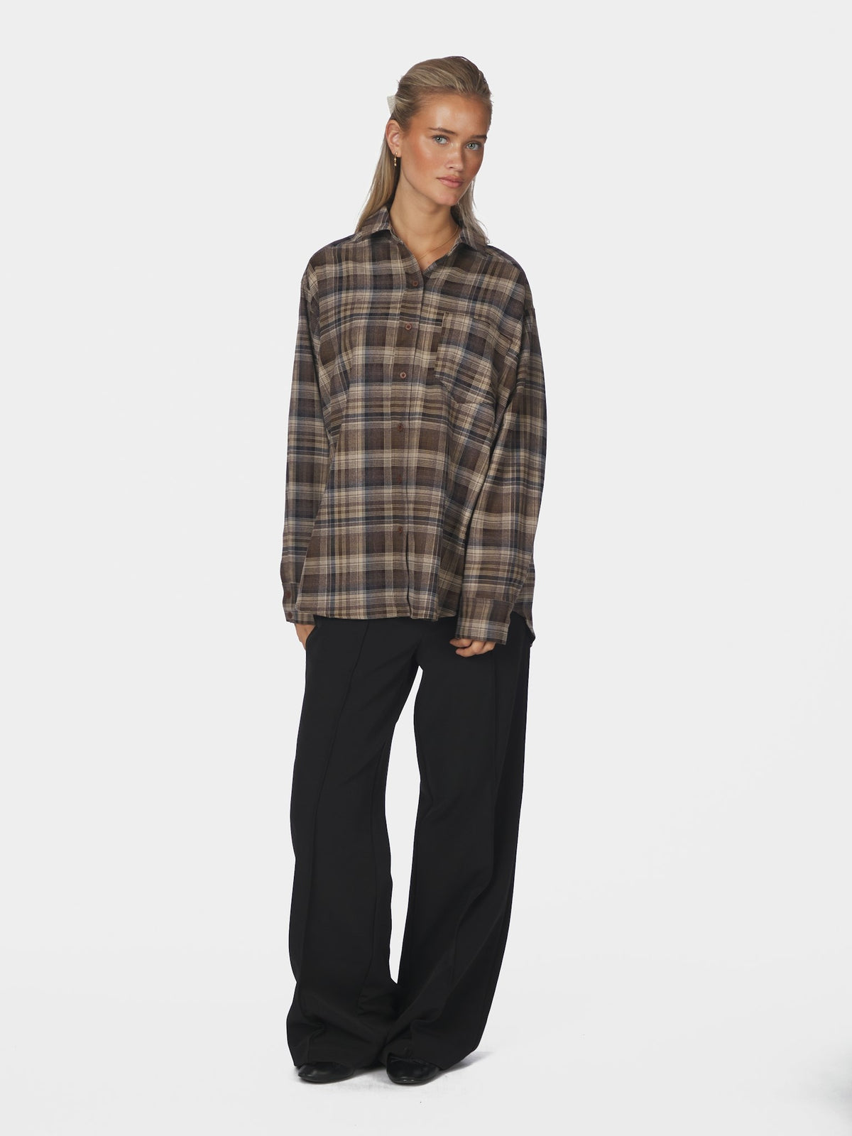 Dalma Flannel Check Shirt - Dark Taupe
