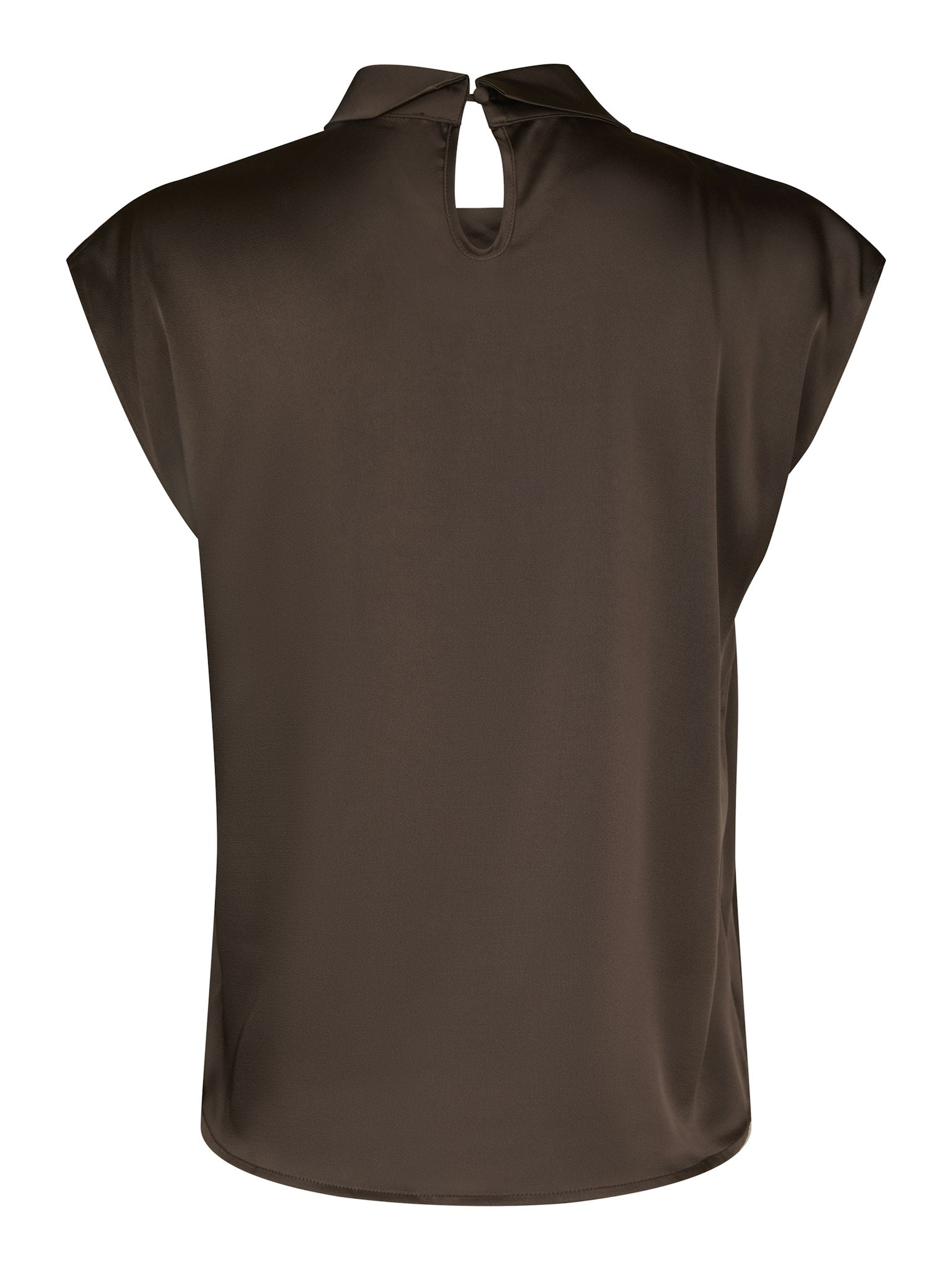 Fleur Drapy Satin Blouse - Dark Brown