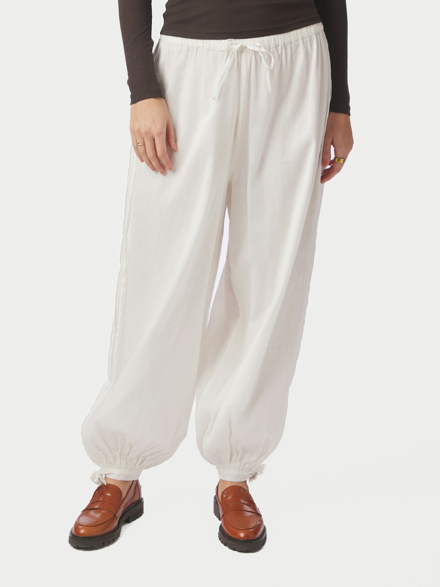 Elyse S Voile Balloon Pants - White