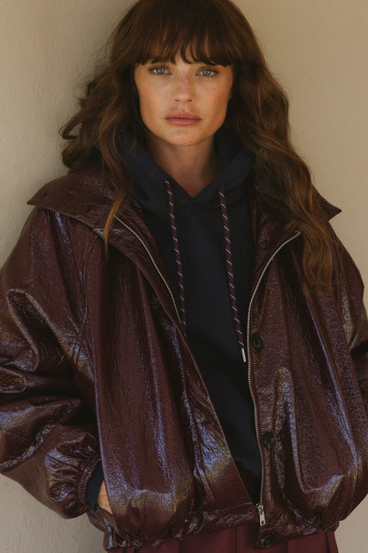 Onana Shiny Jacket - Bordeax