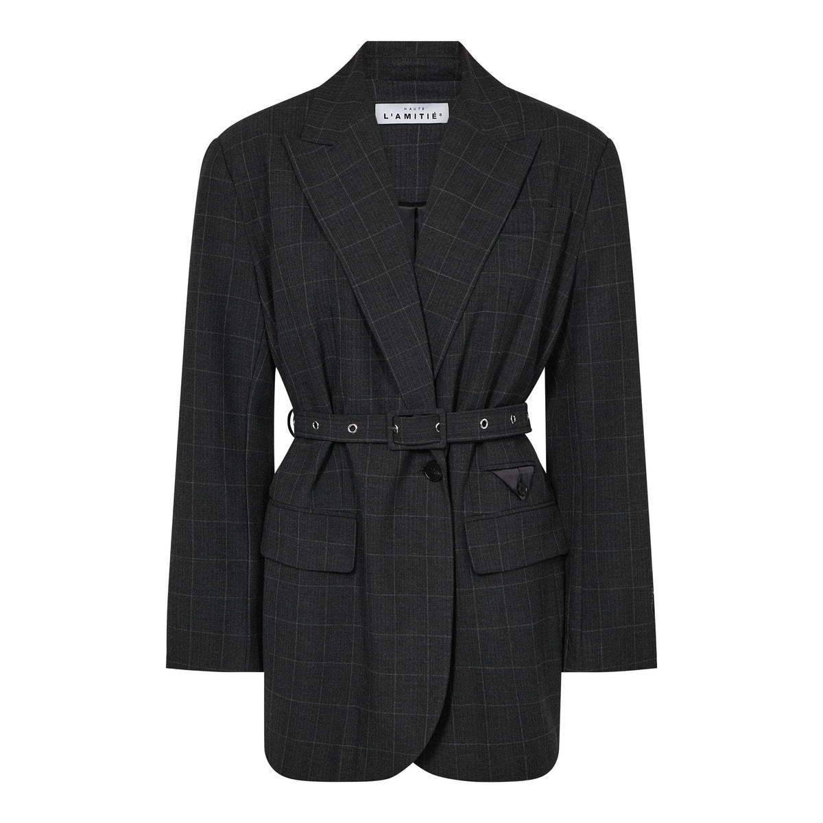Smokey Check Oversize Belt Blazer - Antracit