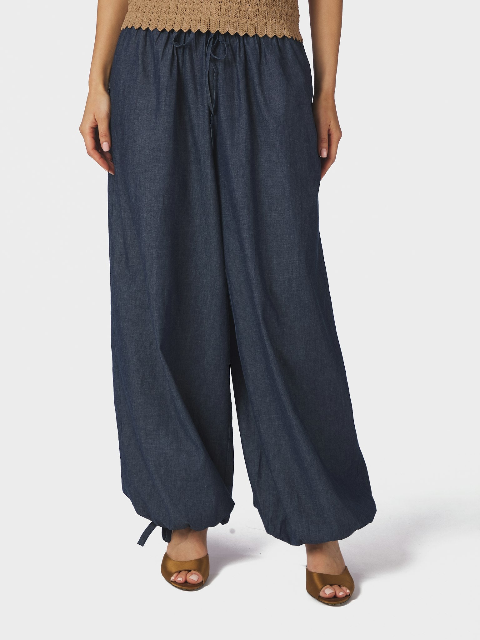 Roxane Balloon Denim Pants - Blue