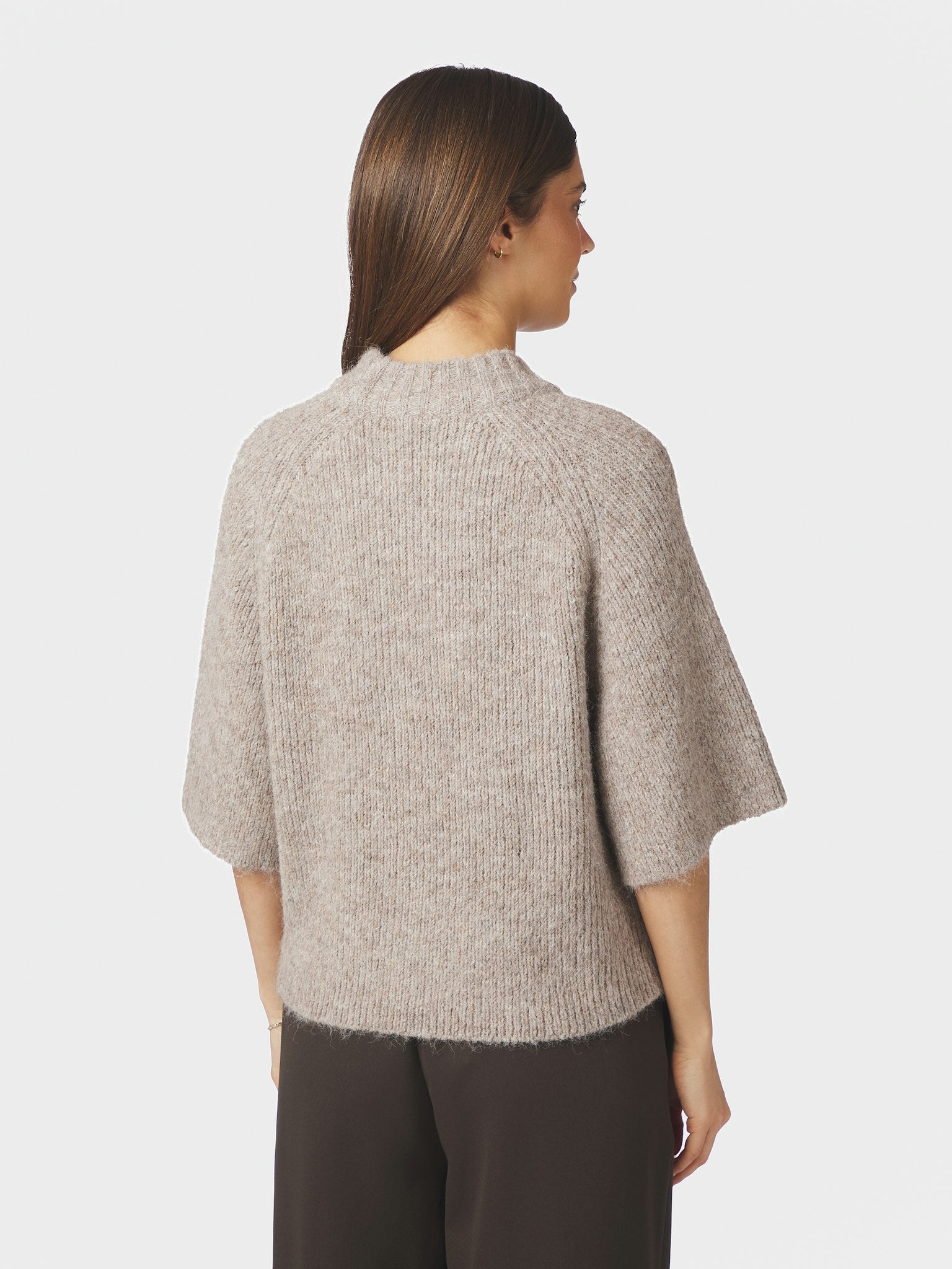 Bandi Fluffy Knit Blouse - Beige Melange