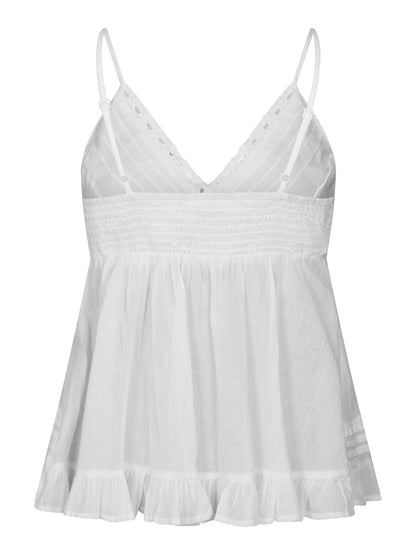 Elvena S Voile Top - White